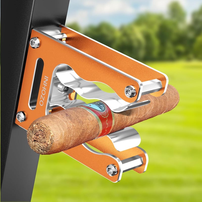 INHOZO Magnetic Cigar Holder for Golf Cart – Ultimate Golf Accessory for Cigar Lovers, Sturdy Aluminum Alloy and No Scratch Design,Secure Hold Without Falling,Cigar Accessories & Gift for Men – Orange - Image 1